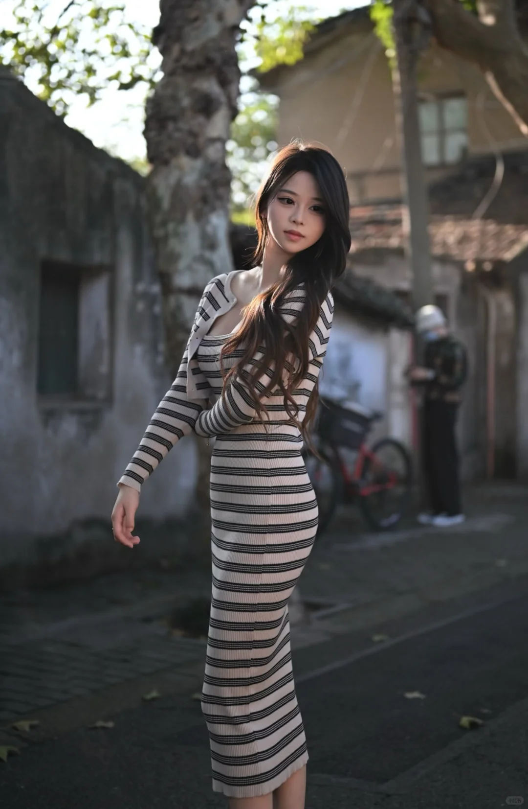 秋天里的温柔美女