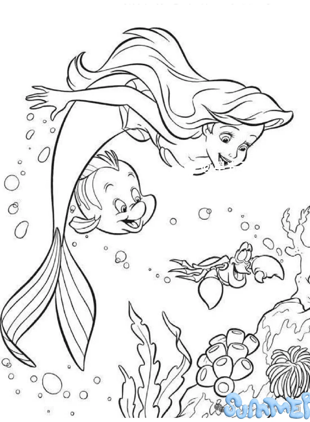 美人鱼简笔画手绘线稿图