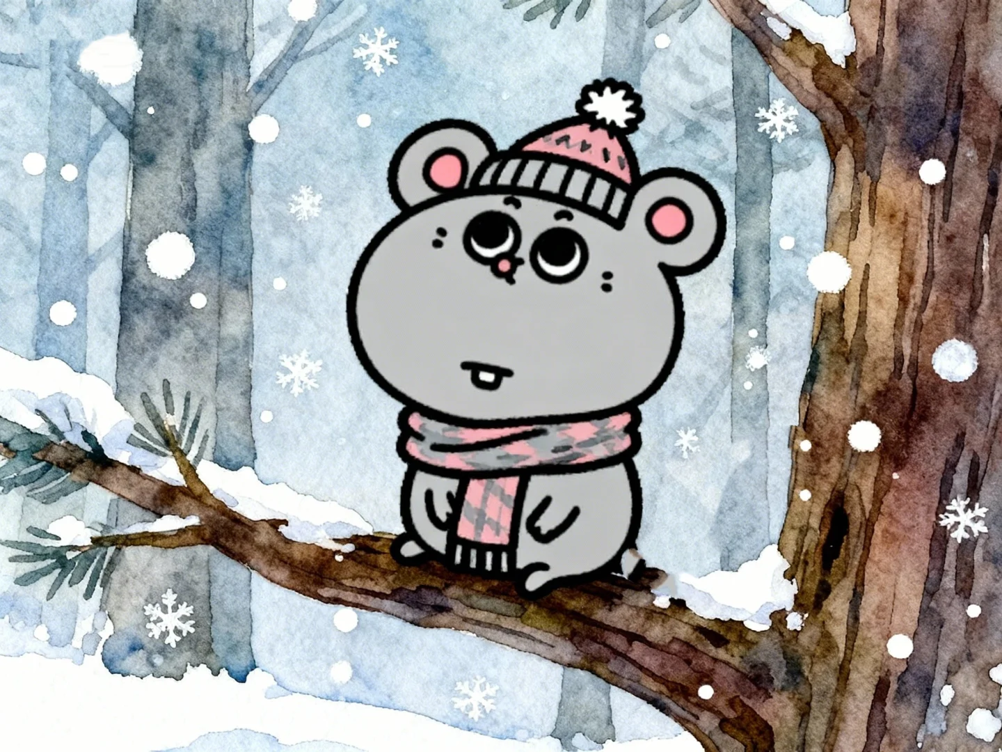 大鼠⛄️快乐雪天生活❄️平板壁纸