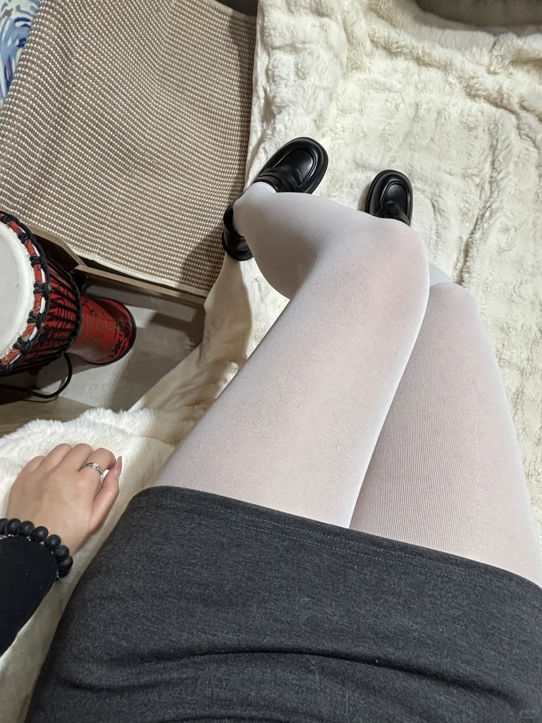 JK/Lo裙搭✨80D白连裤袜！哑光显瘦太绝了