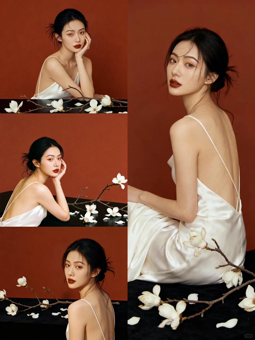 缎面裙与玉兰花的优雅碰撞🤍AI生成‼️