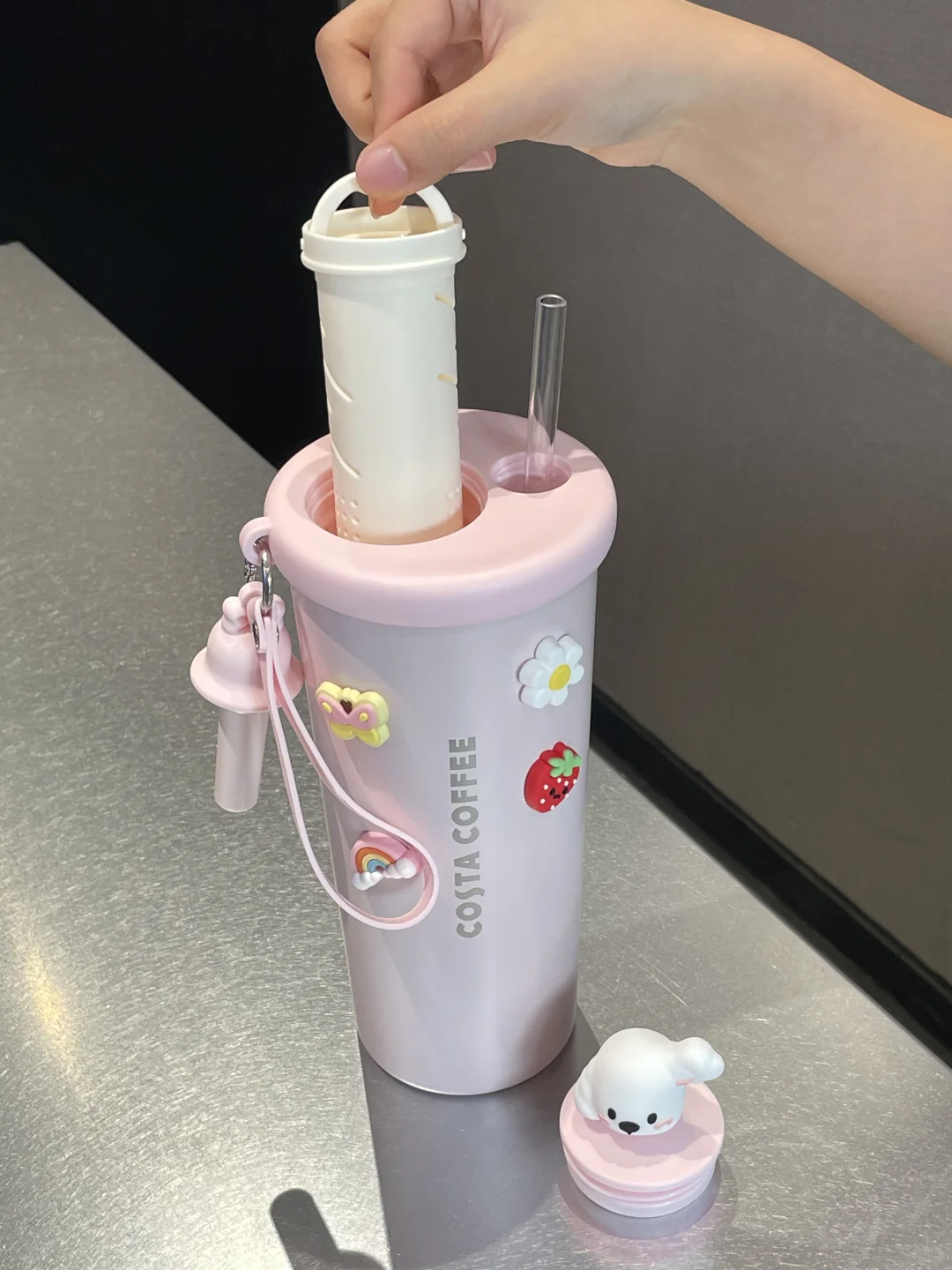 哇趣！！谁能拒绝粉色的狗狗水杯啊🎀🐶