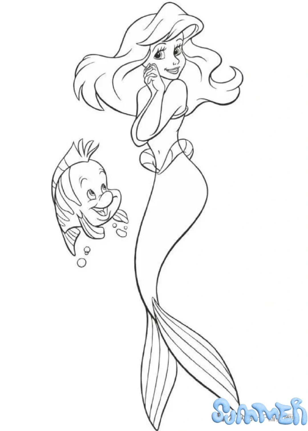 美人鱼简笔画手绘线稿图