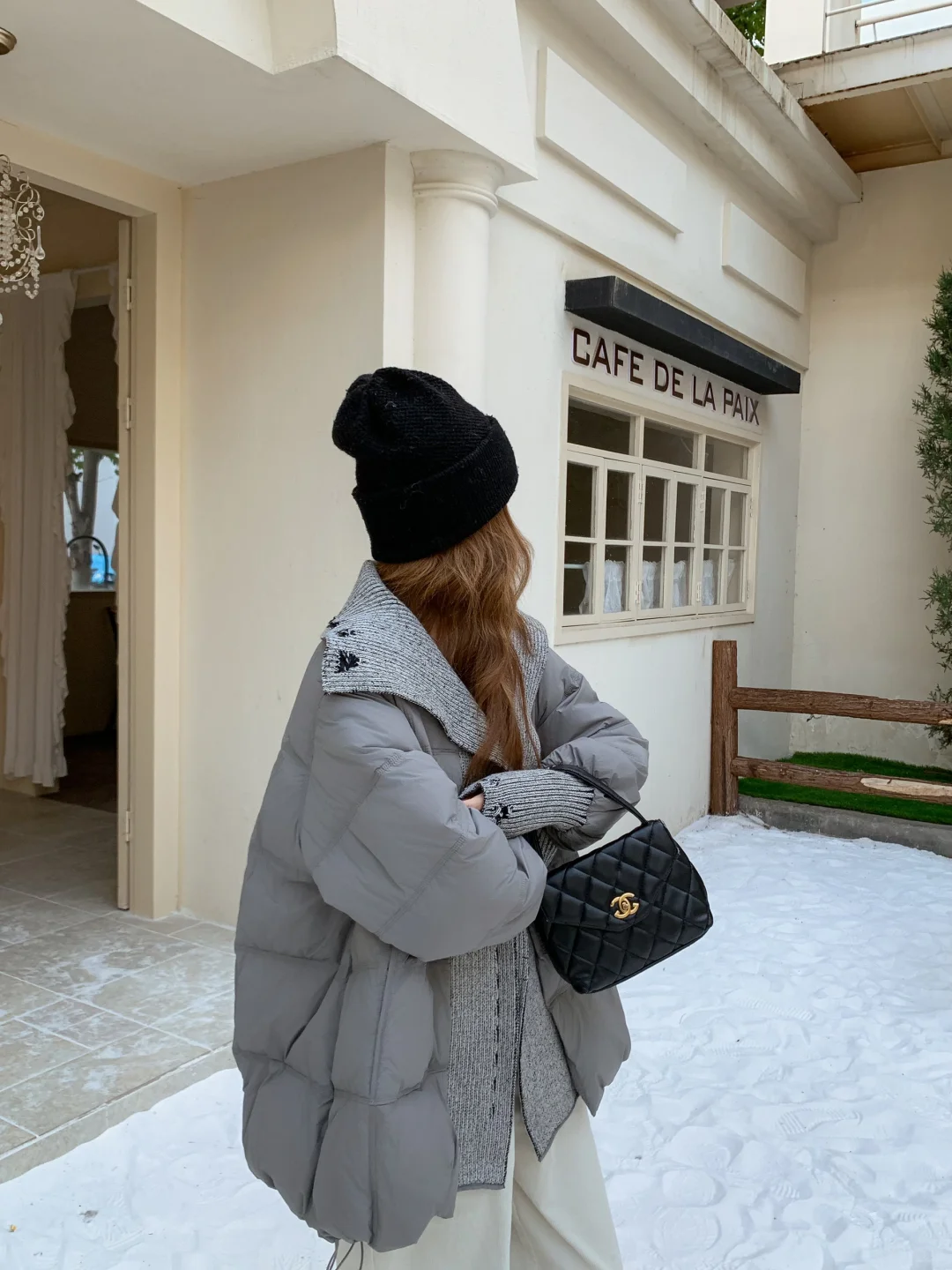 韩系氛围感穿搭｜针织拼接羽绒服ootd