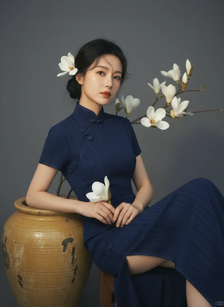 AI也太会拿捏氛围感了！旗袍写真韵味十足！