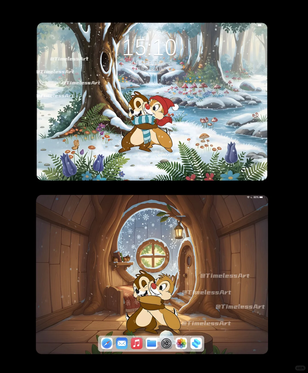 P403 奇奇蒂蒂ipad壁纸 冬天的好朋友💞
