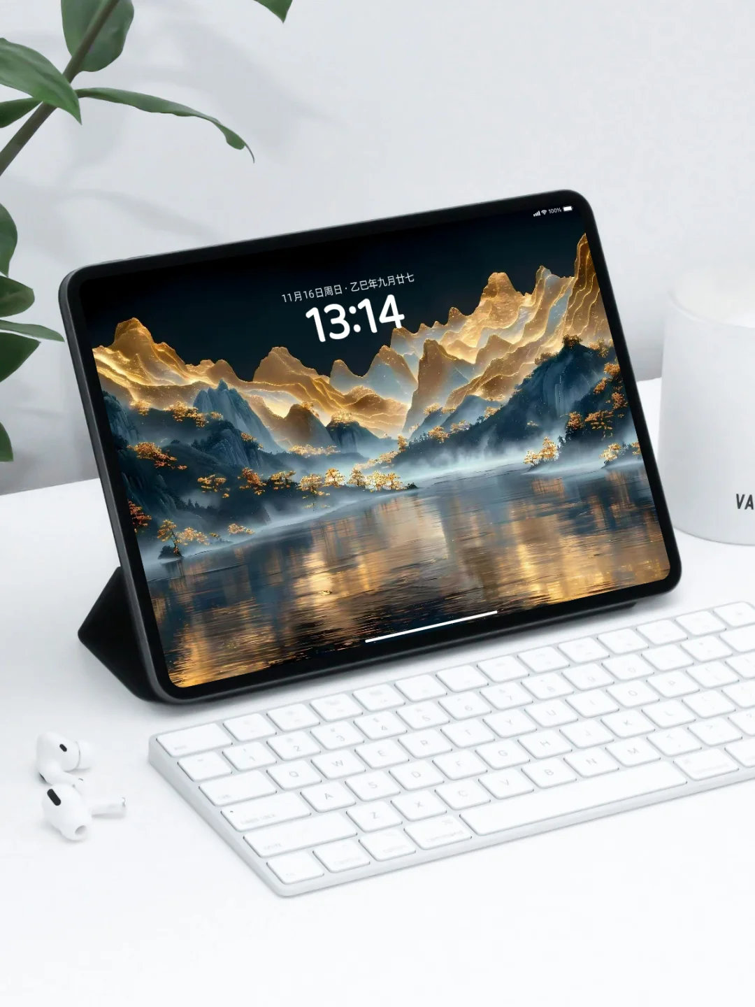 💎🌊流水生财！蓝金壁纸助你招财！