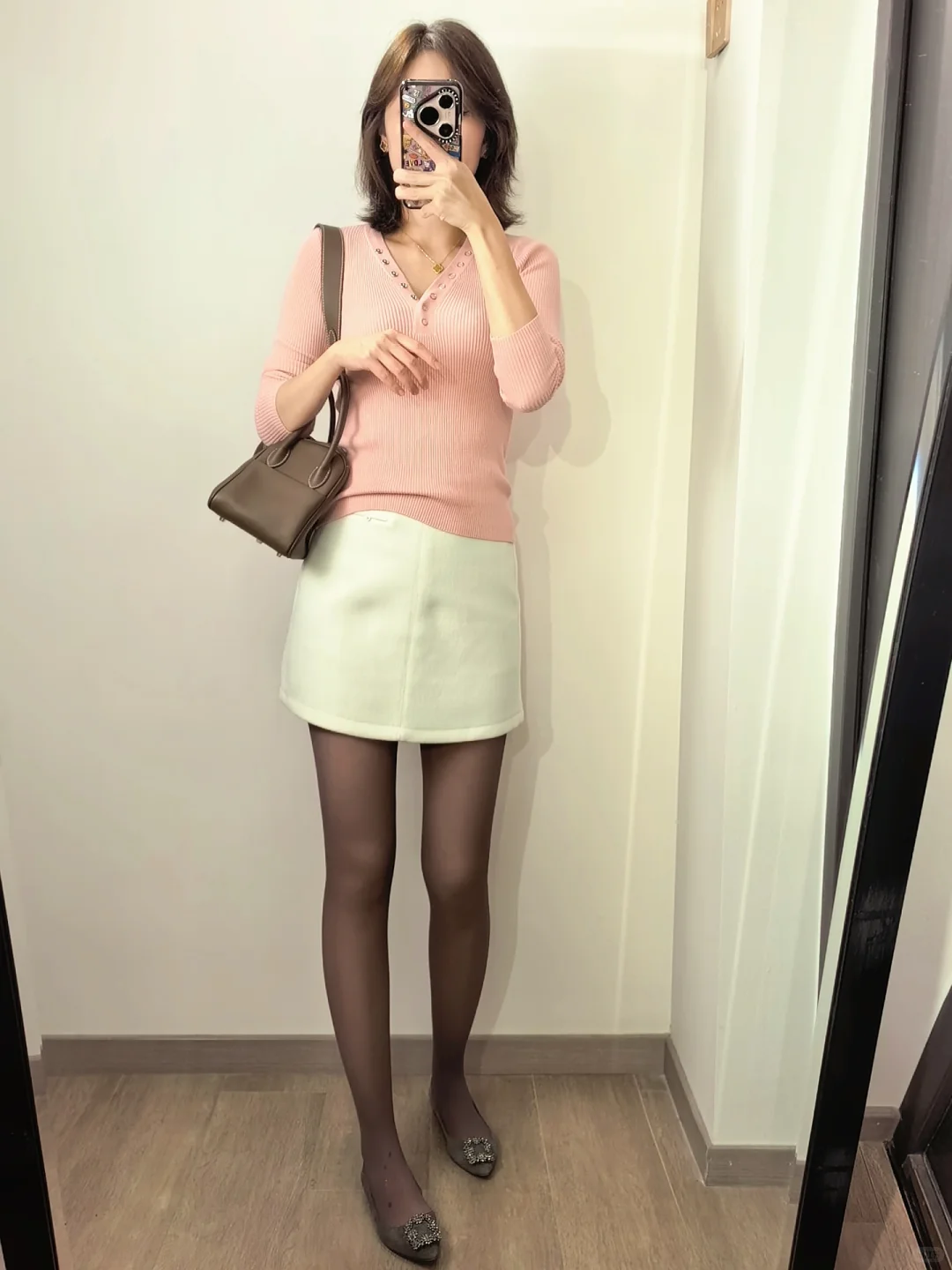 OOTD 温柔粉白配色穿搭