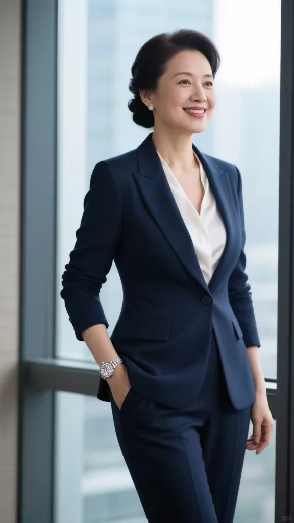 职场成熟品味，48岁韵味阿姨的自信密码