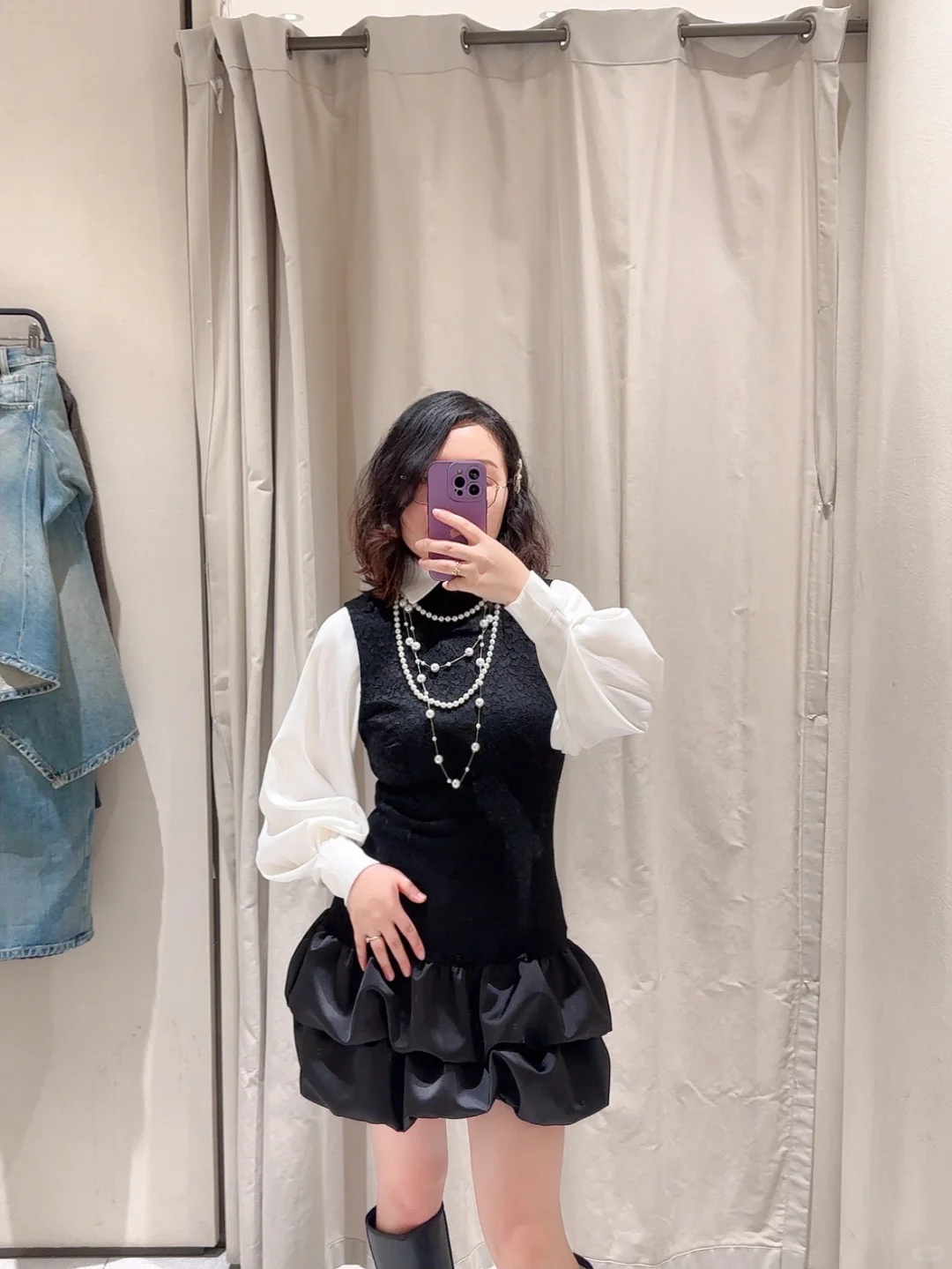 敢实况无修的白衬衫，搭配ZARA裙子不要泰美