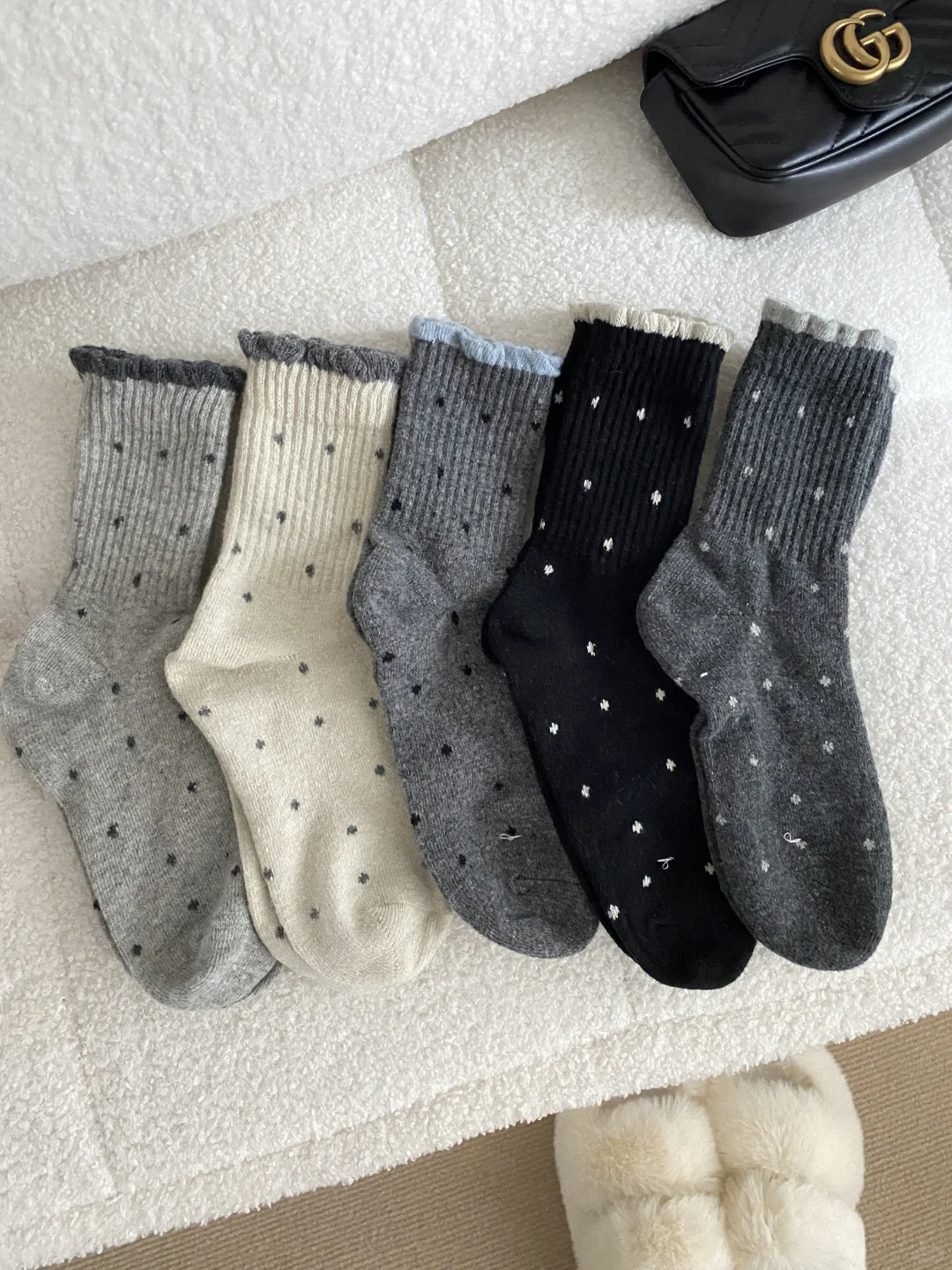 好温柔的波点羊毛袜！秋冬氛围感拉满！