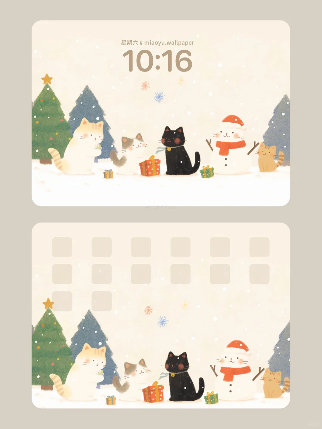 冬日雪景猫猫｜271｜平板壁纸