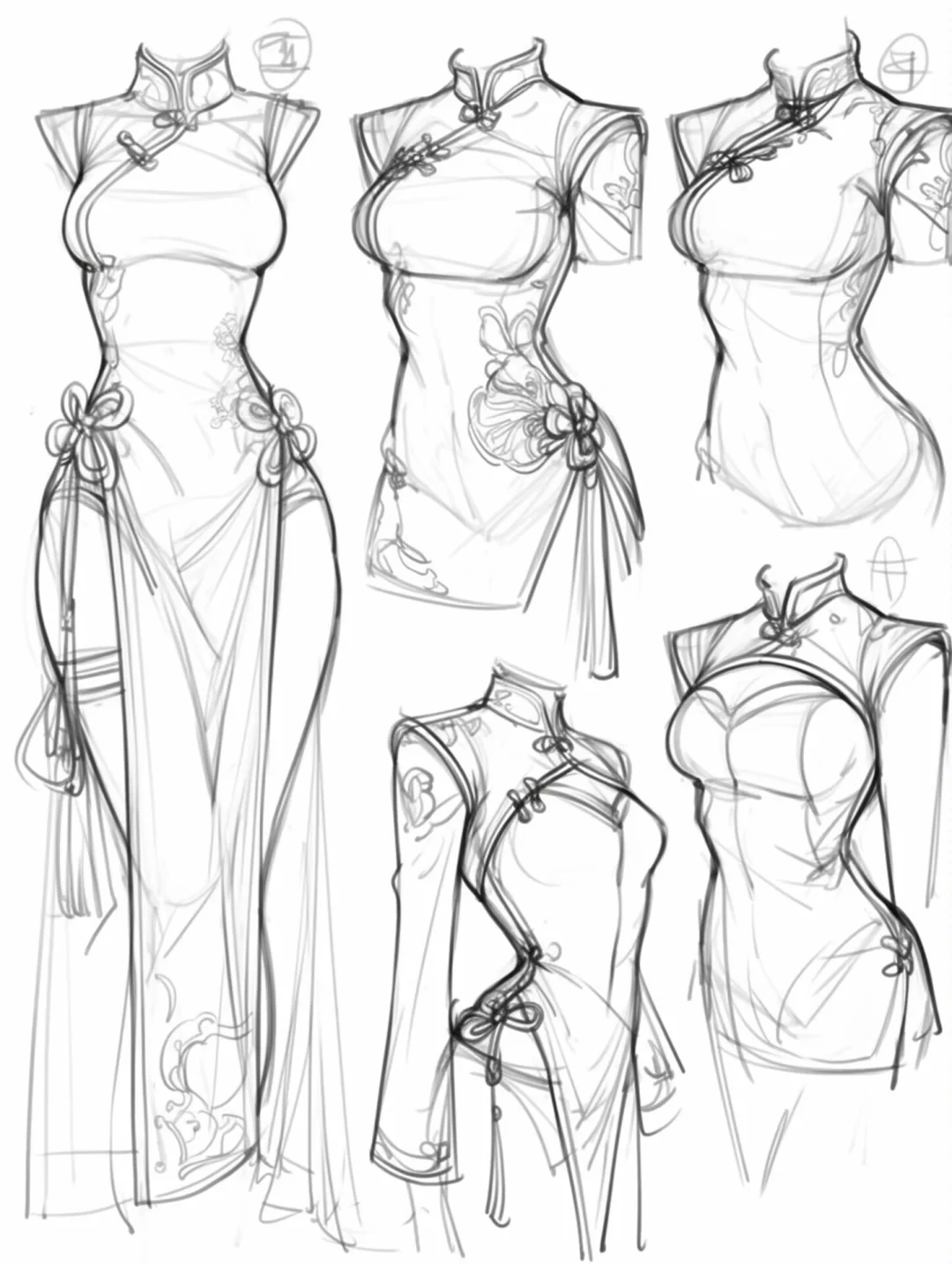 手绘服装效果图|新中式风格