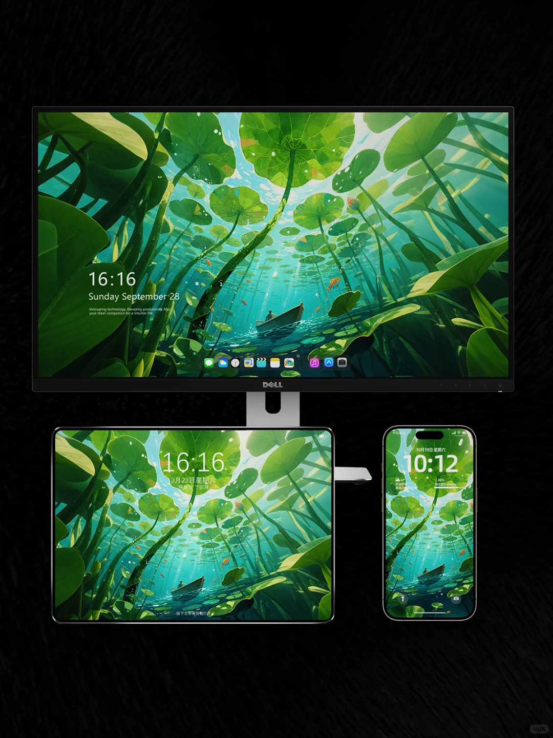 AJ壁纸/ 荷花池，太美了，想住进去！