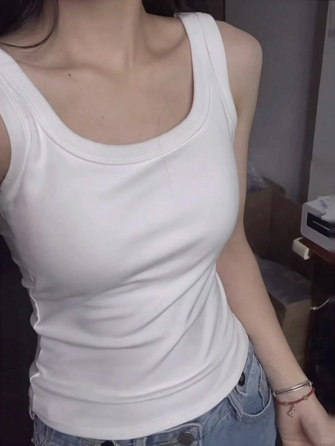 真没乱说😭这件带杯垫背心确实不透啊