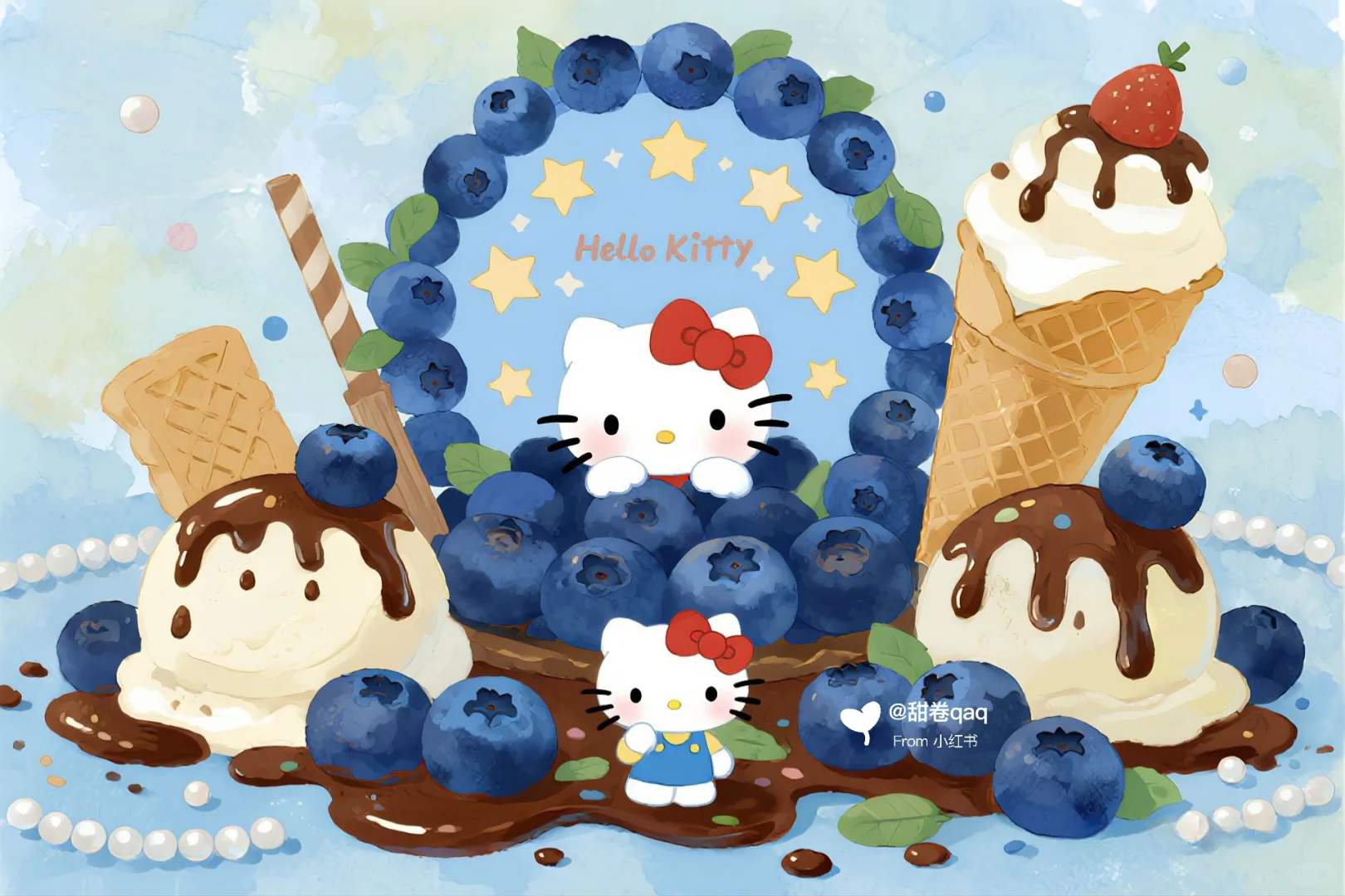 Hello Kitty（蓝莓冰淇淋）&平板壁纸
