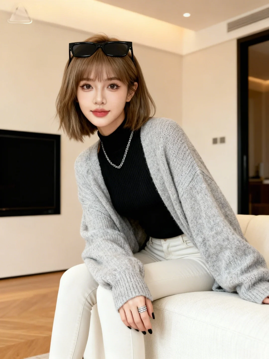 创意图片｜灰色开衫这样搭配显年轻