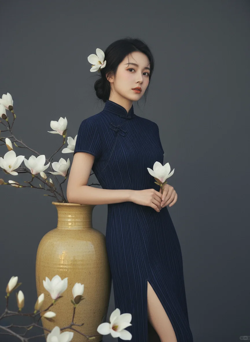 AI也太会拿捏氛围感了！旗袍写真韵味十足！