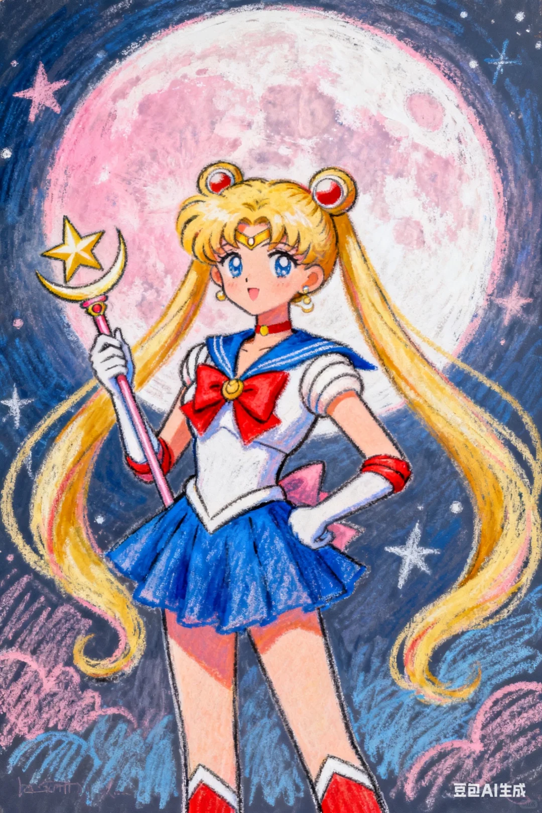 美少女战士全人物粉笔画