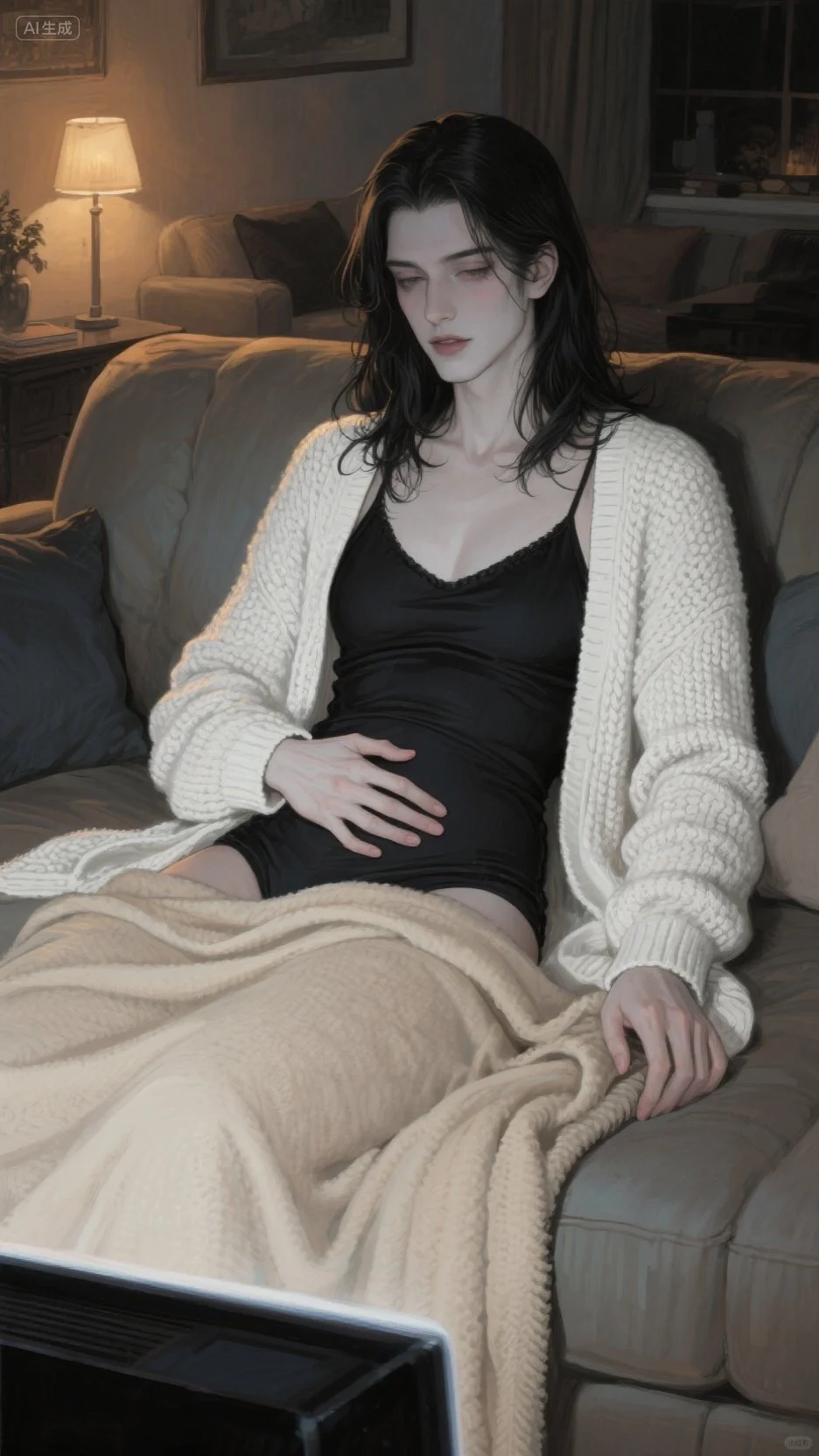 毯子往上盖一盖…