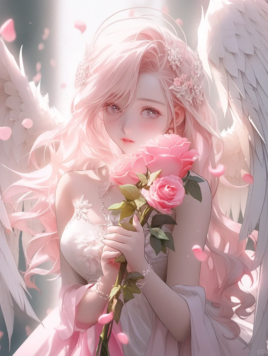 唯美头像|唯美纯净天使羽翼蔷薇花朵美少女3