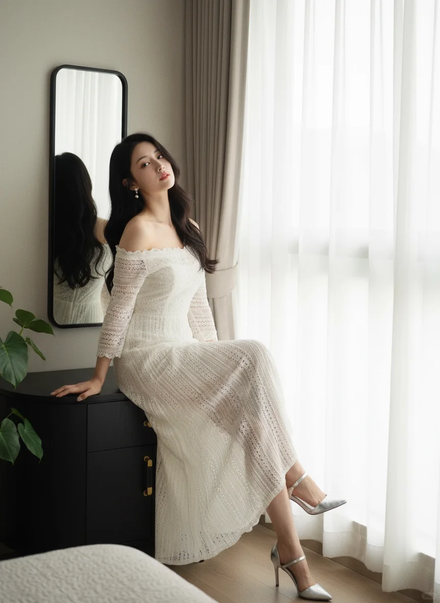 nanobanana生成蕾丝系美女写真（附提示词）