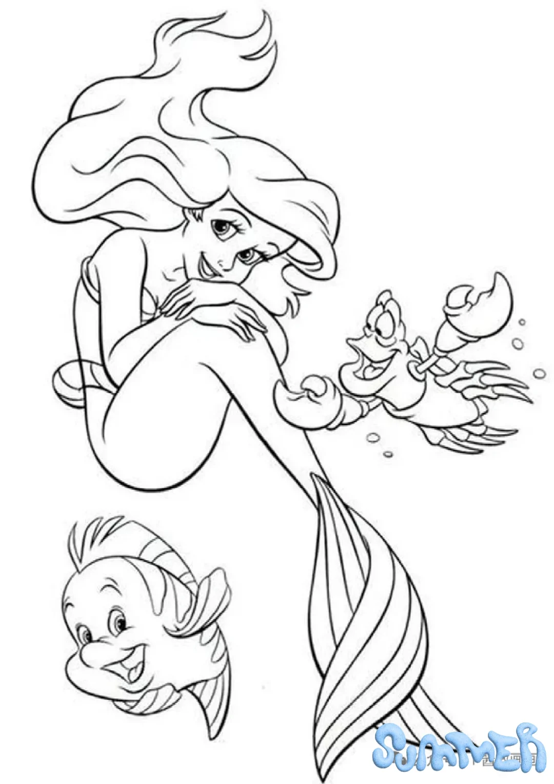 美人鱼简笔画手绘线稿图