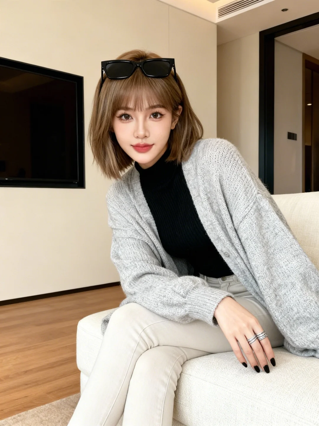 创意图片｜灰色开衫这样搭配显年轻