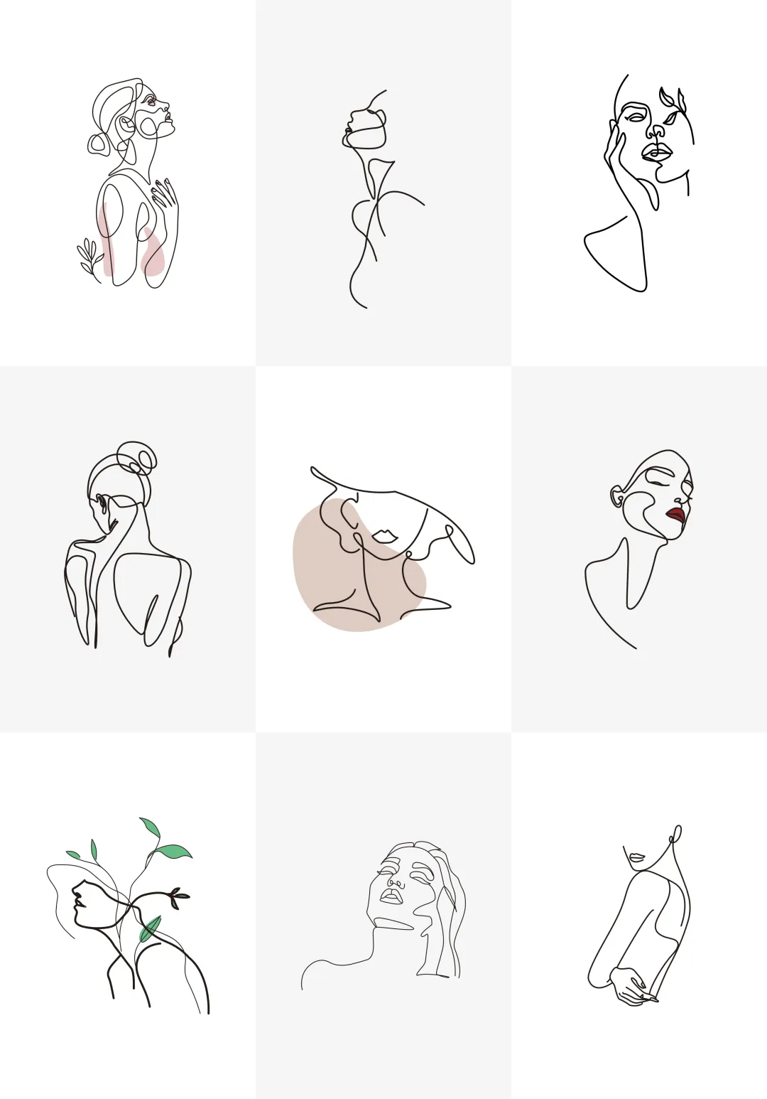 手绘女性人物线条素材/审美提升