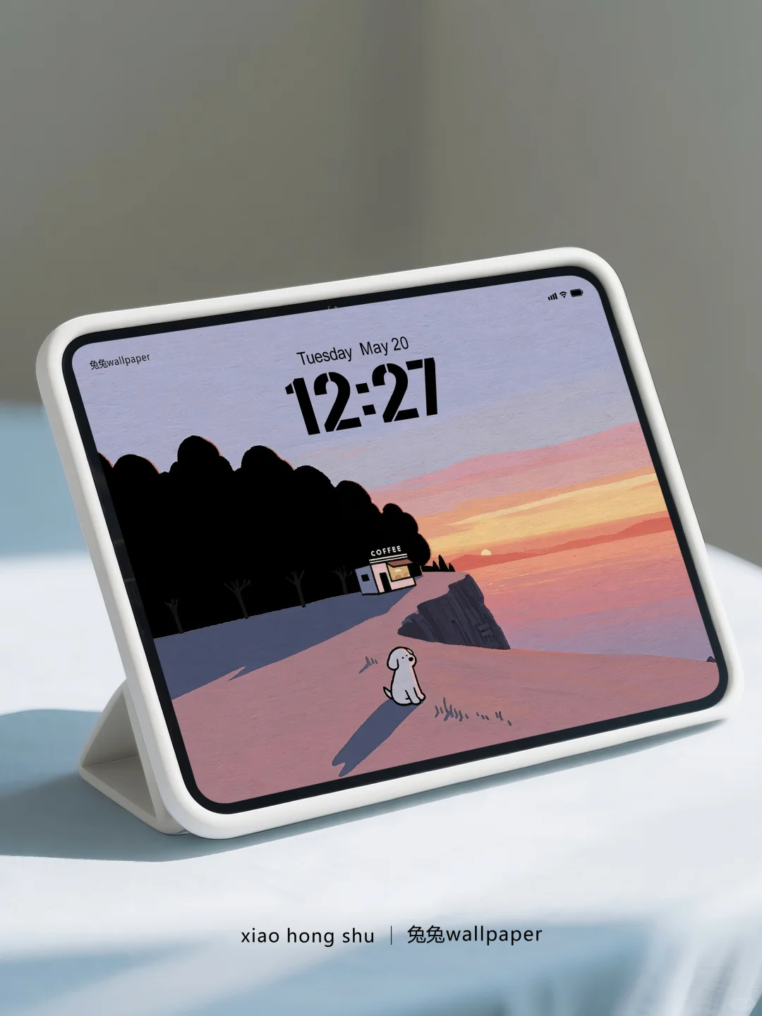 横版平板治愈系壁纸｜小狗与夕阳｜46