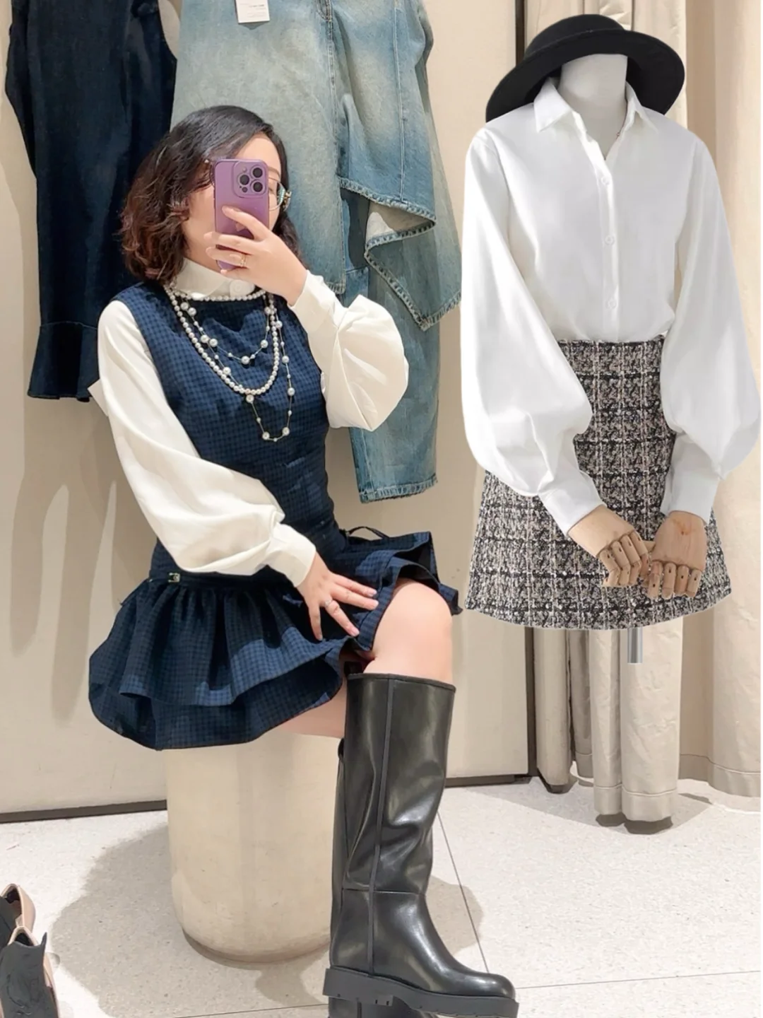 敢实况无修的白衬衫，搭配ZARA裙子不要泰美