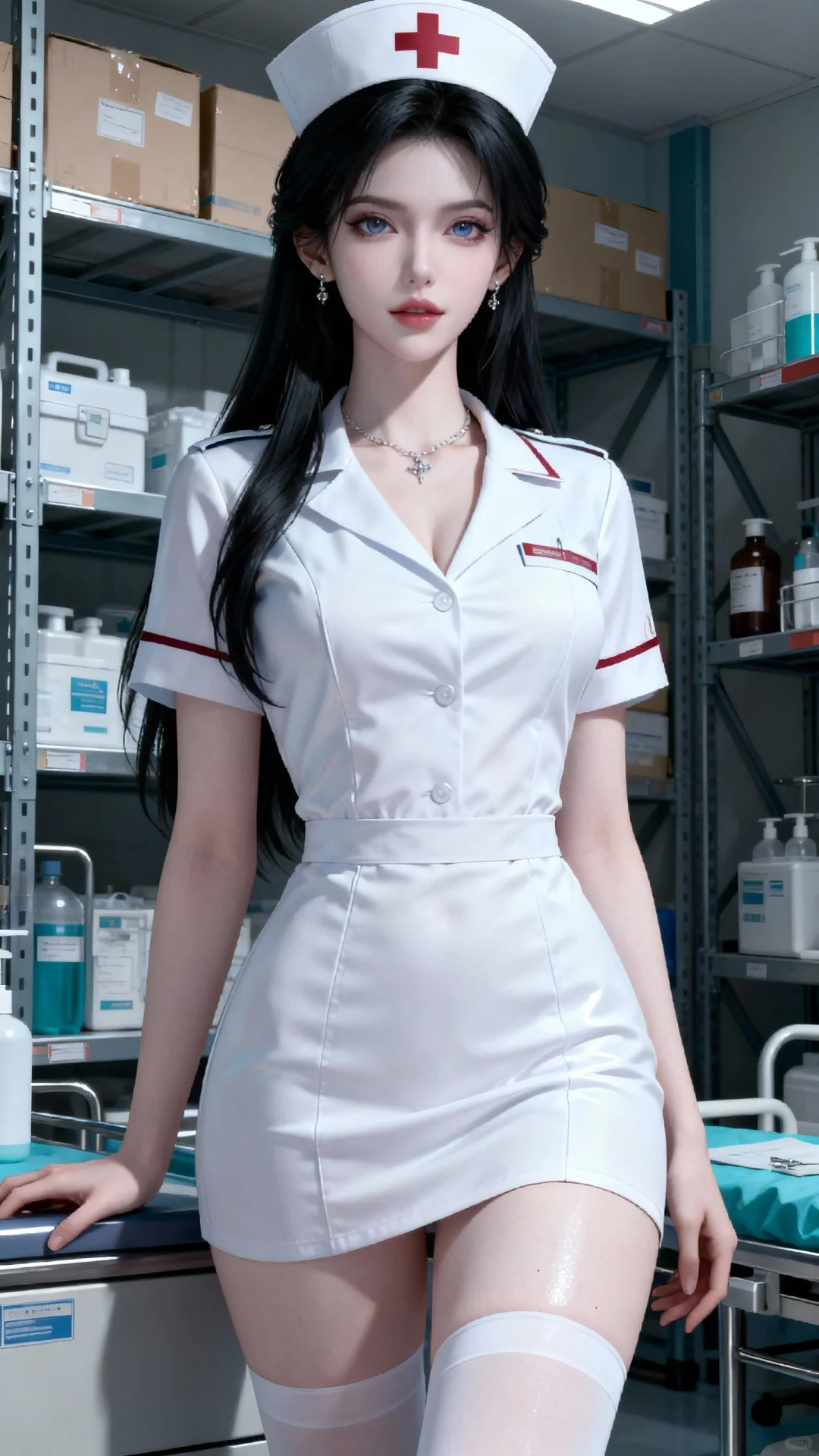 纯欲护士风｜缎面质感的清冷诱惑