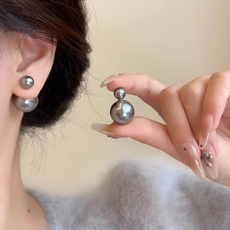 年新款双面珍珠耳钉，打造独特气质女神范