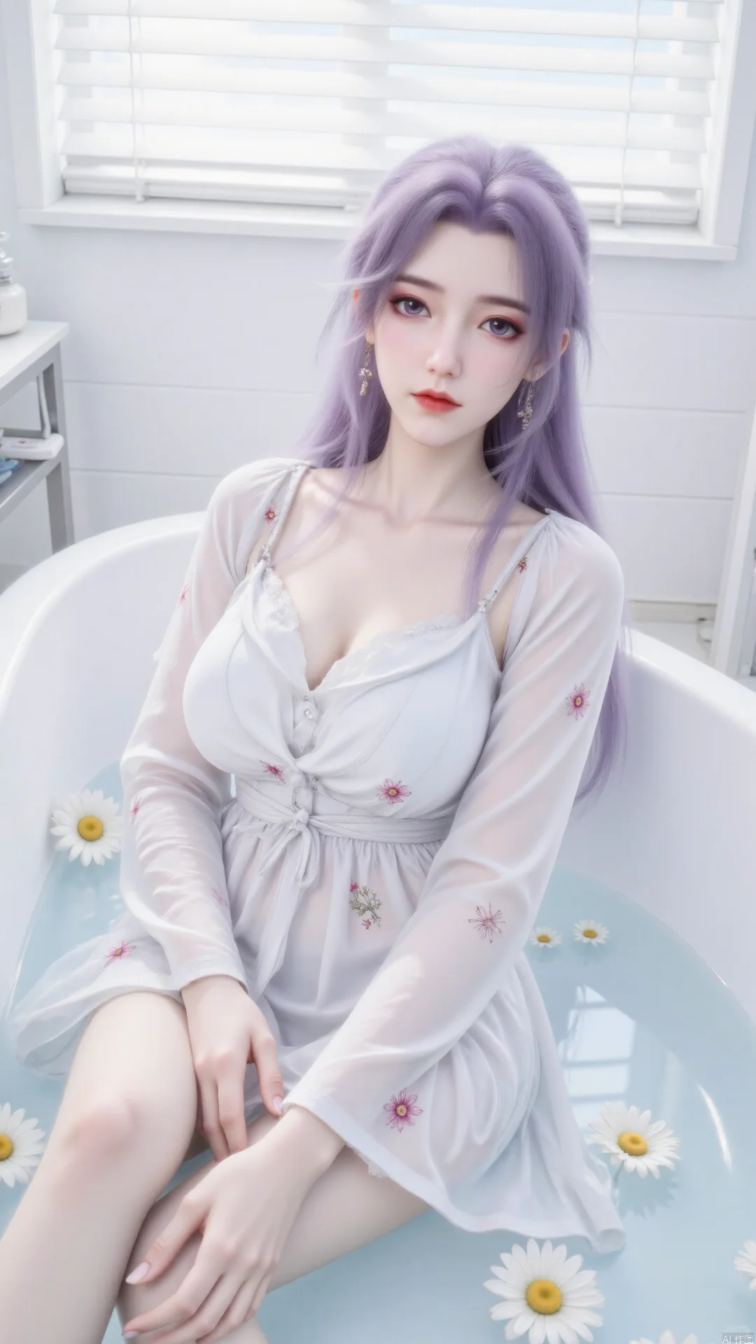 紫系女神6.1｜云霄仙子白色碎花浴袍