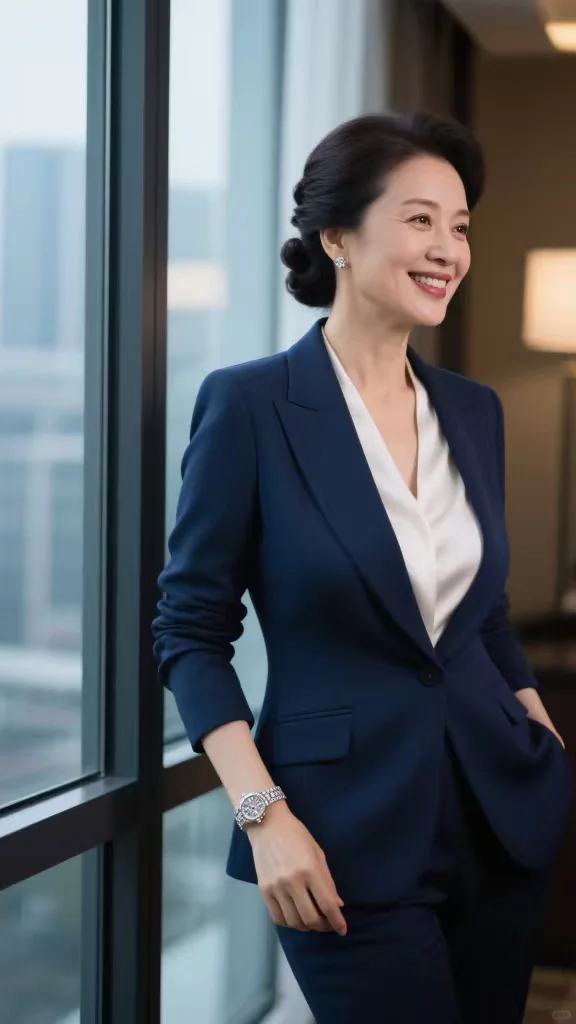 职场成熟品味，48岁韵味阿姨的自信密码
