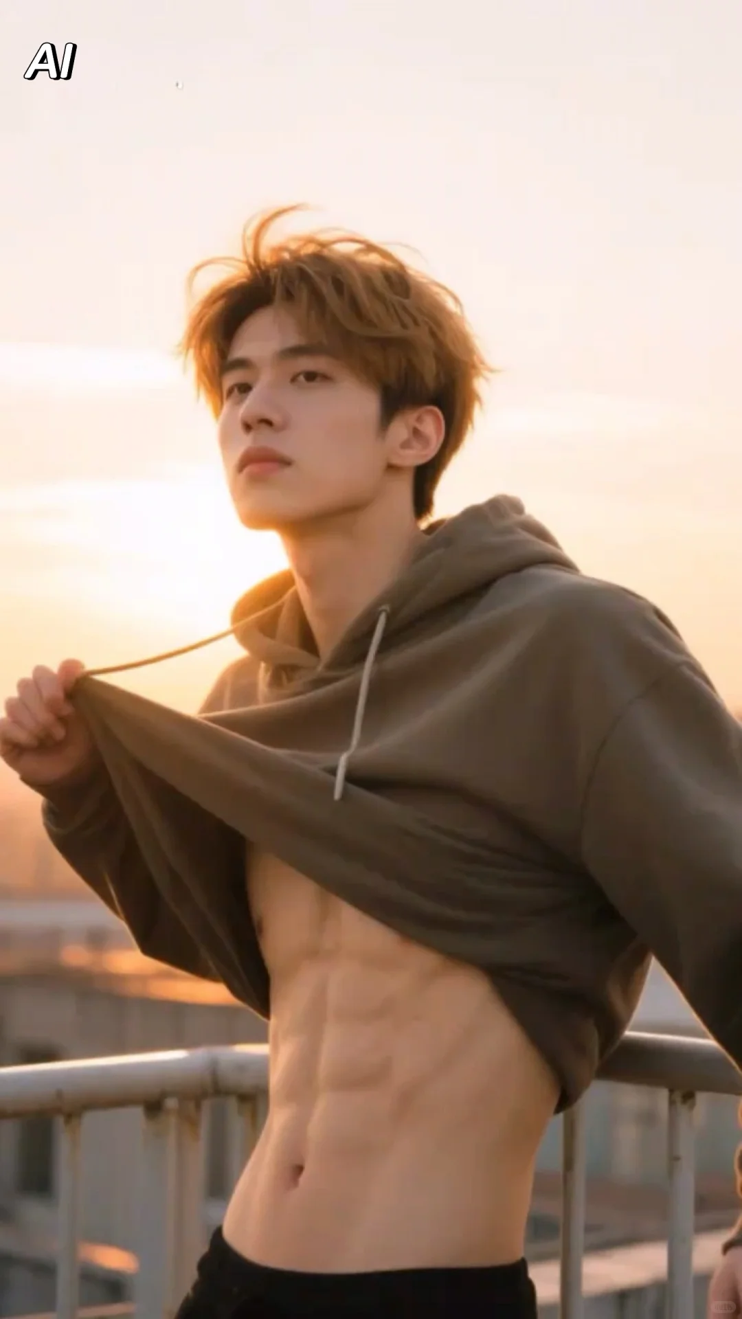 简约装束仍抢眼，露出小蛮腰的男生也性感