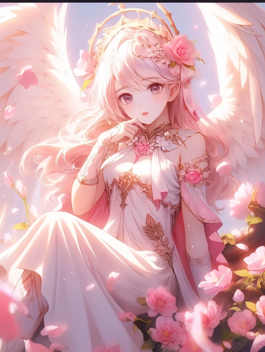 唯美头像|唯美纯净天使羽翼蔷薇花朵美少女3