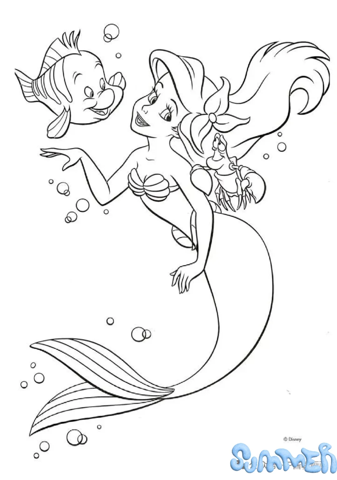 美人鱼简笔画手绘线稿图