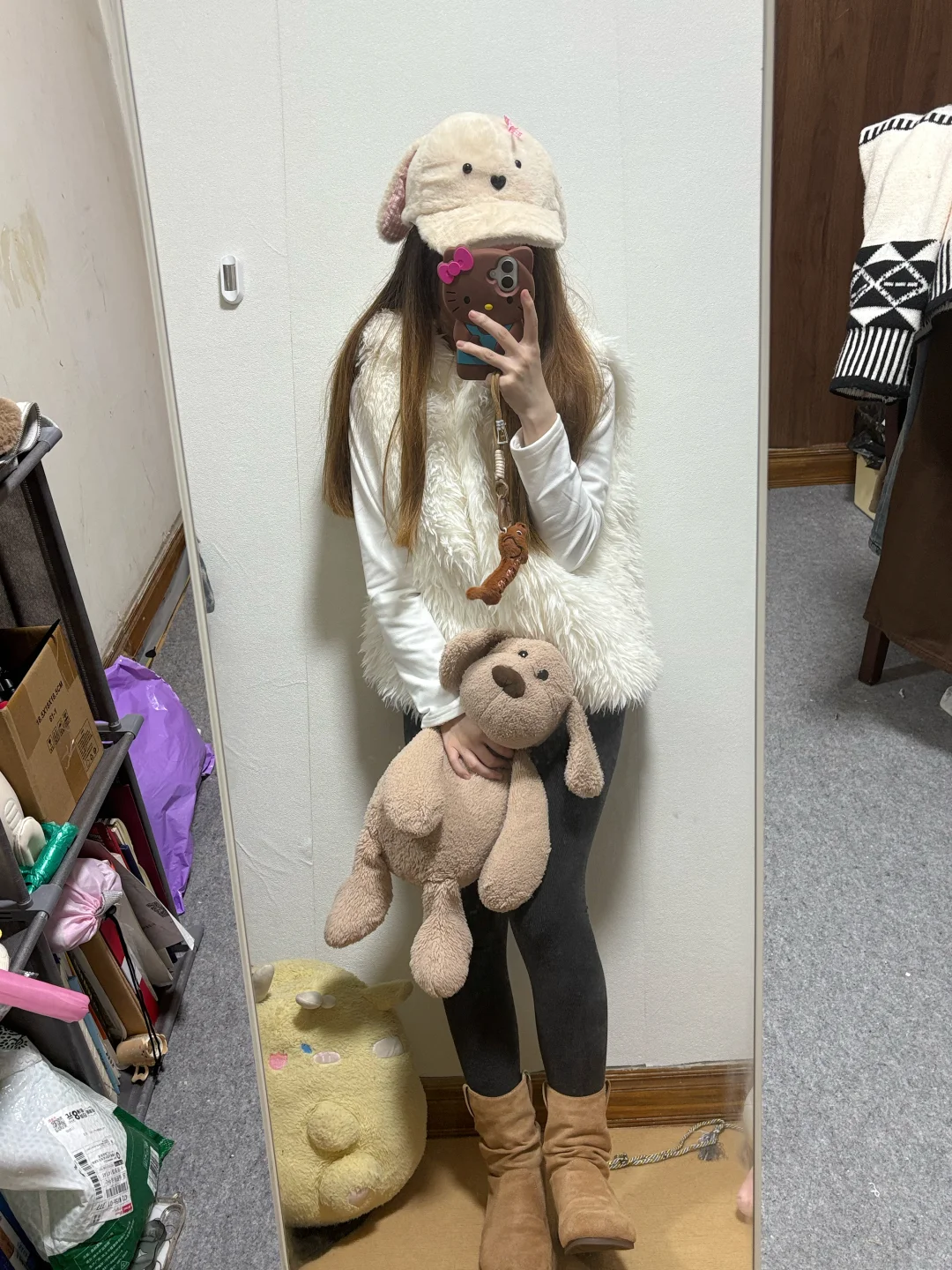 153｜毛茸马甲软fufu显腿长，被闺蜜追着问🔗