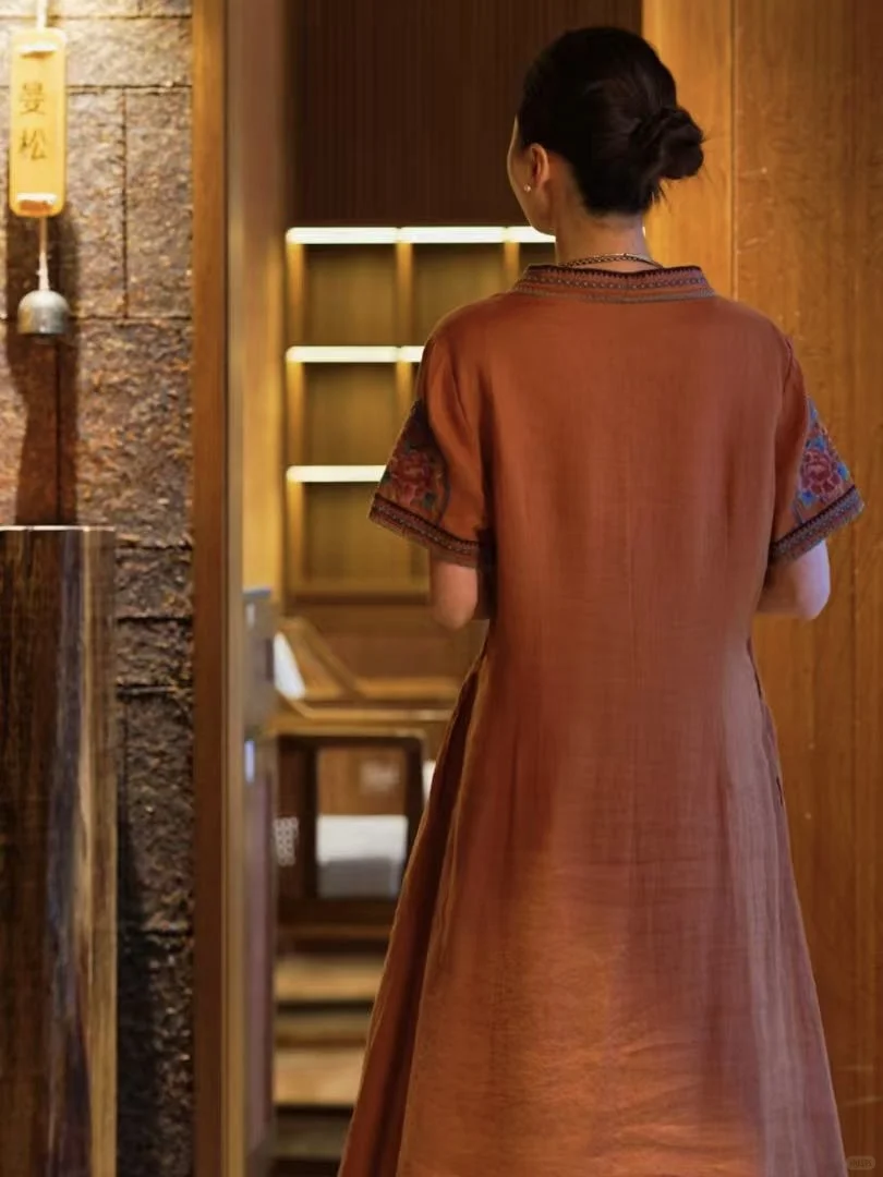 终于找到！会呼吸的100%亚麻旗袍裙啦🌼