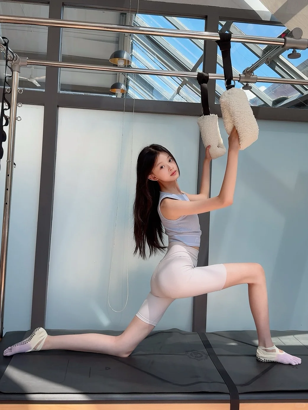 10岁161cm妹宝普拉提初体验~居然出了一身汗