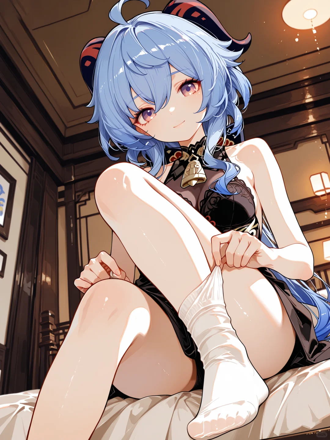 斯哈斯哈 甘雨小姐当着我的面穿黑丝