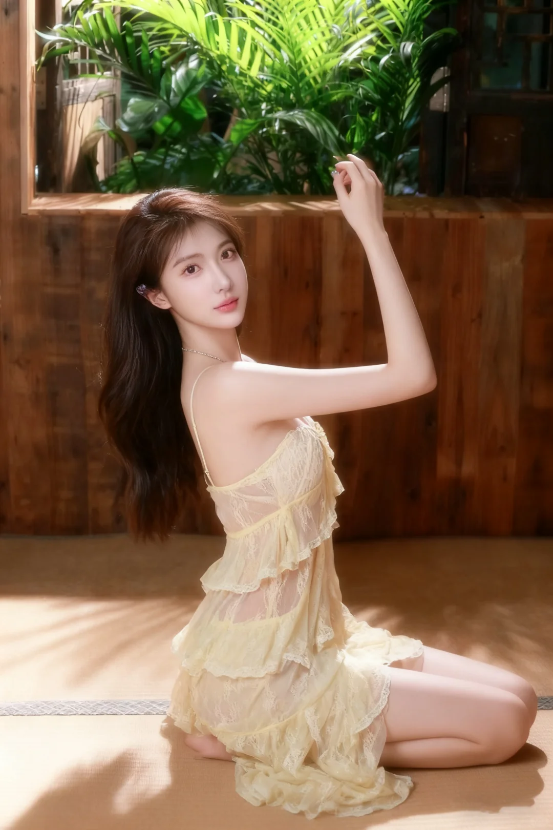 夏天纯欲的蕾丝裙氛围感美女