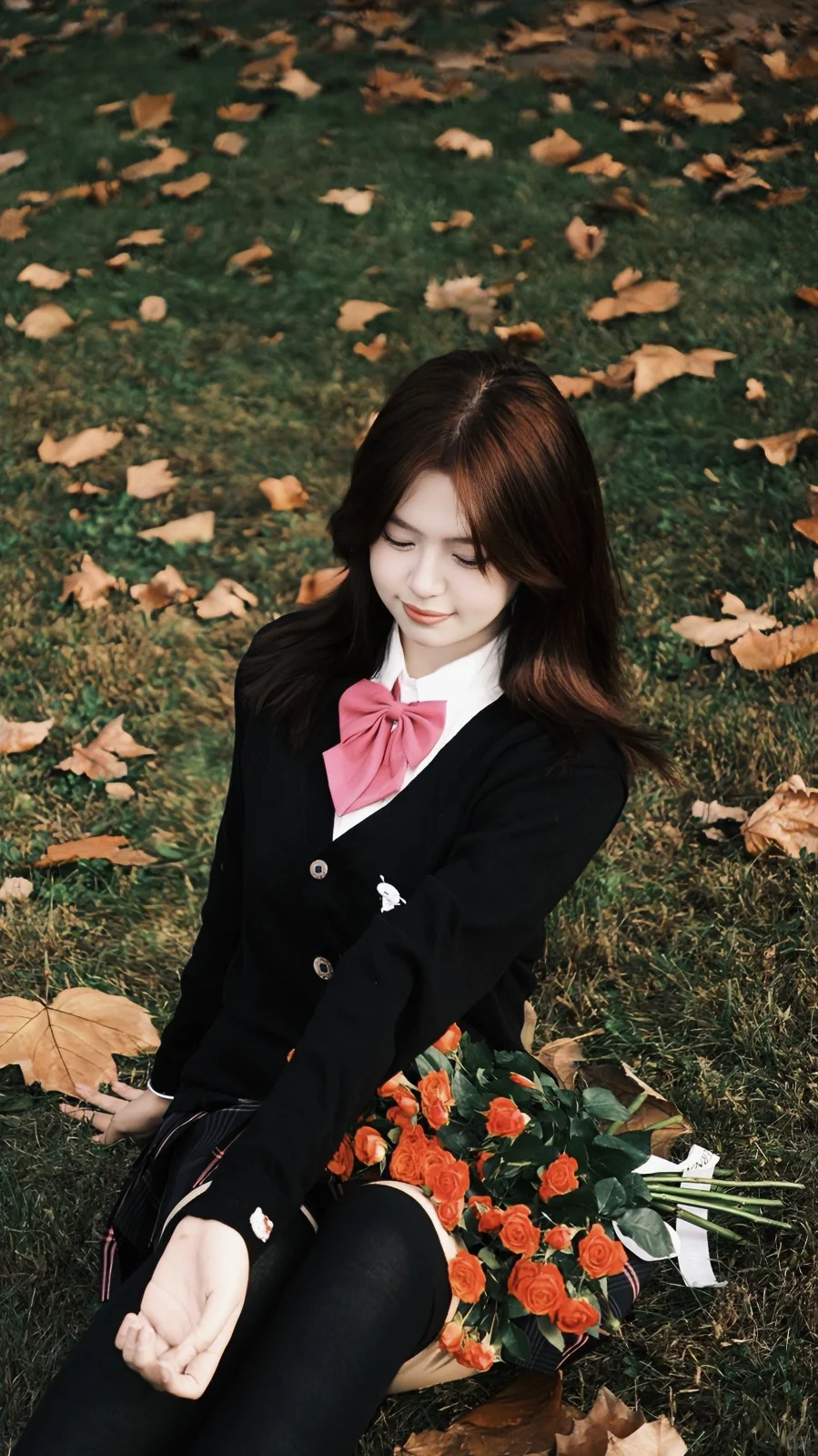 🍂JK制服 x 落叶 の绝美暴击