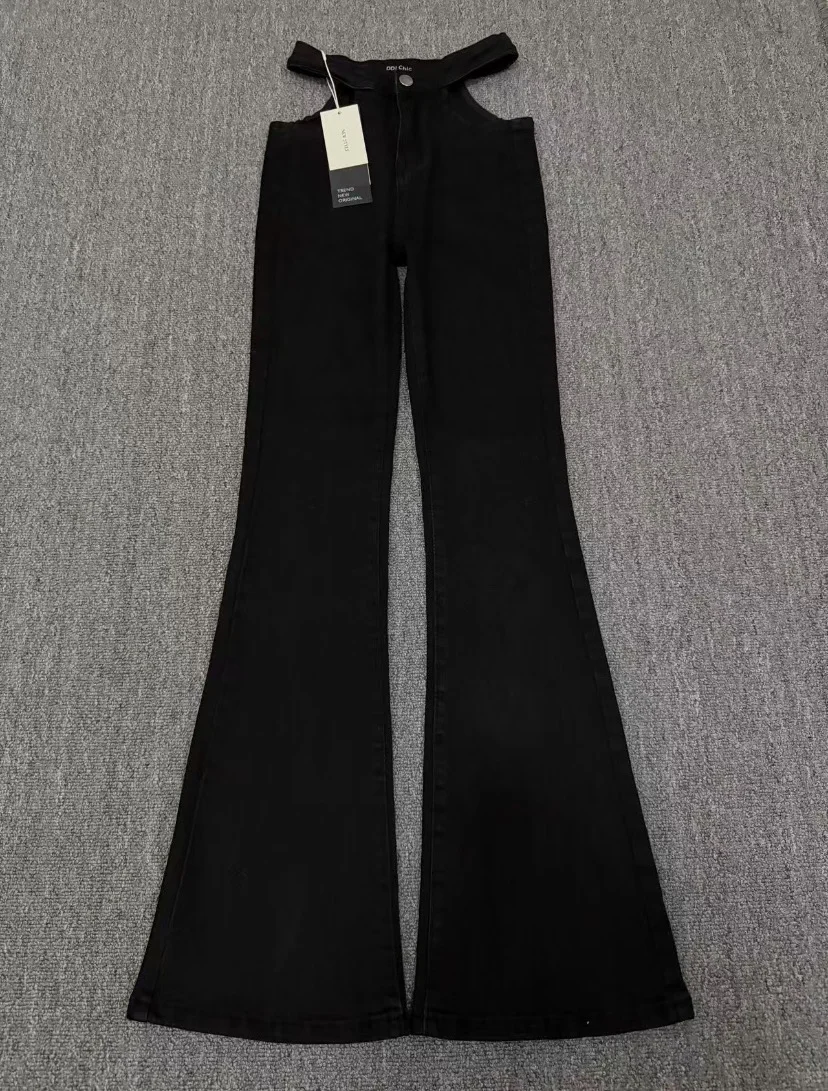 29.99🍞时尚辣妹露腰黑色喇叭