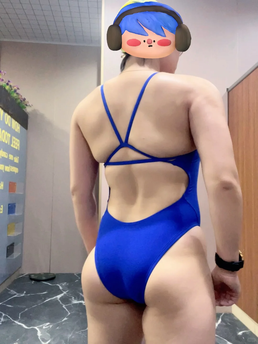 蓝色高叉泳衣YYDS