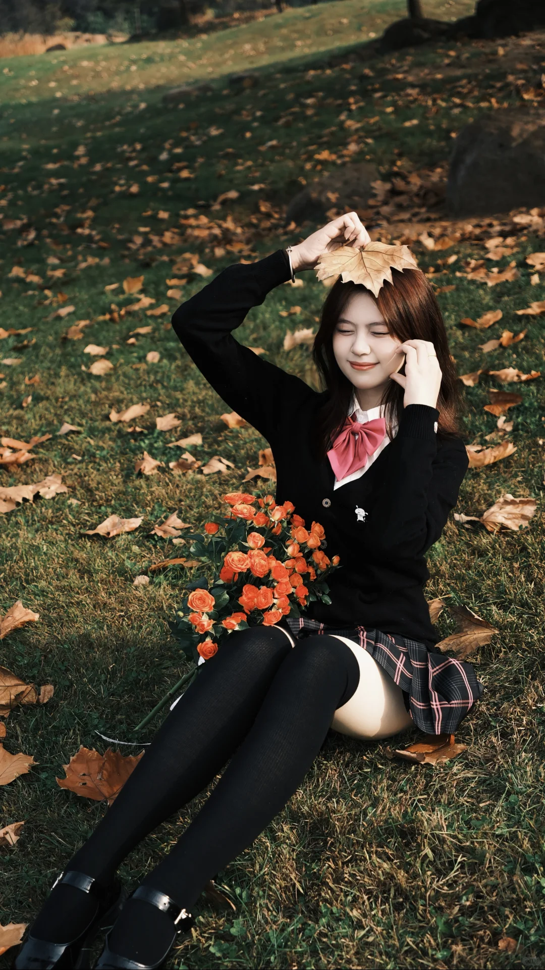 🍂JK制服 x 落叶 の绝美暴击