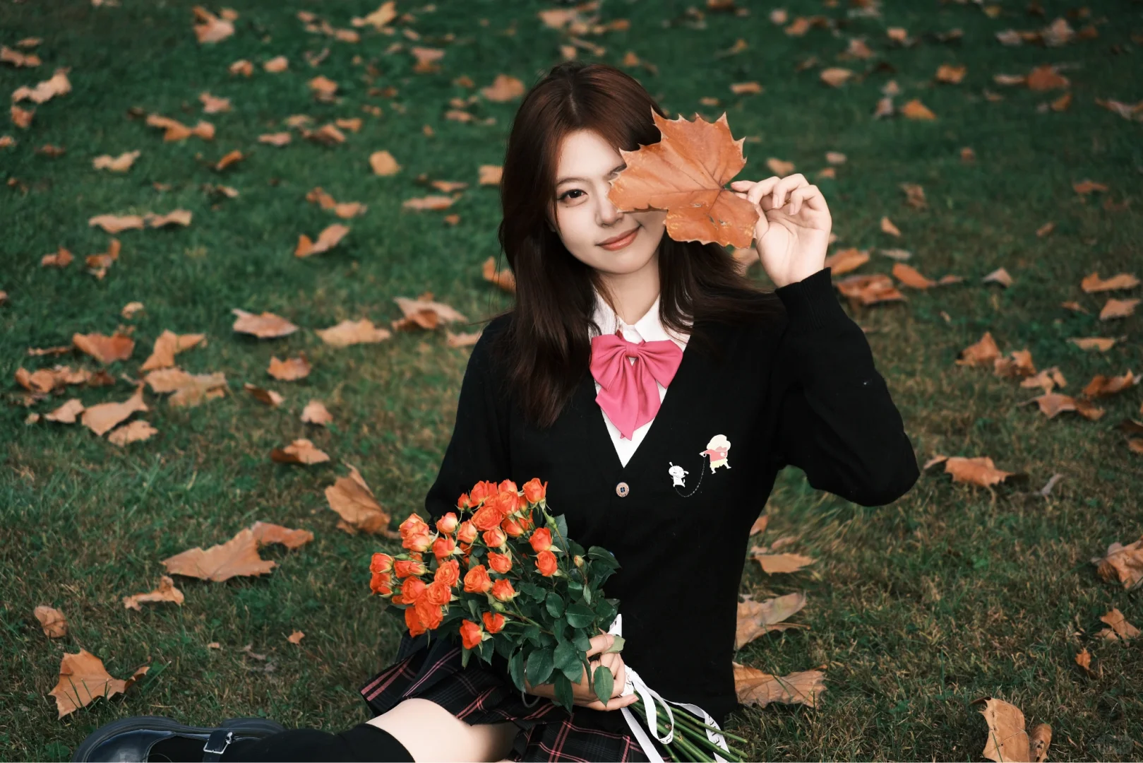 🍂JK制服 x 落叶 の绝美暴击