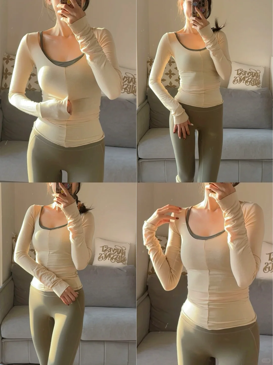 好温柔的瑜伽服！轻薄的罩衫好适合春天💕