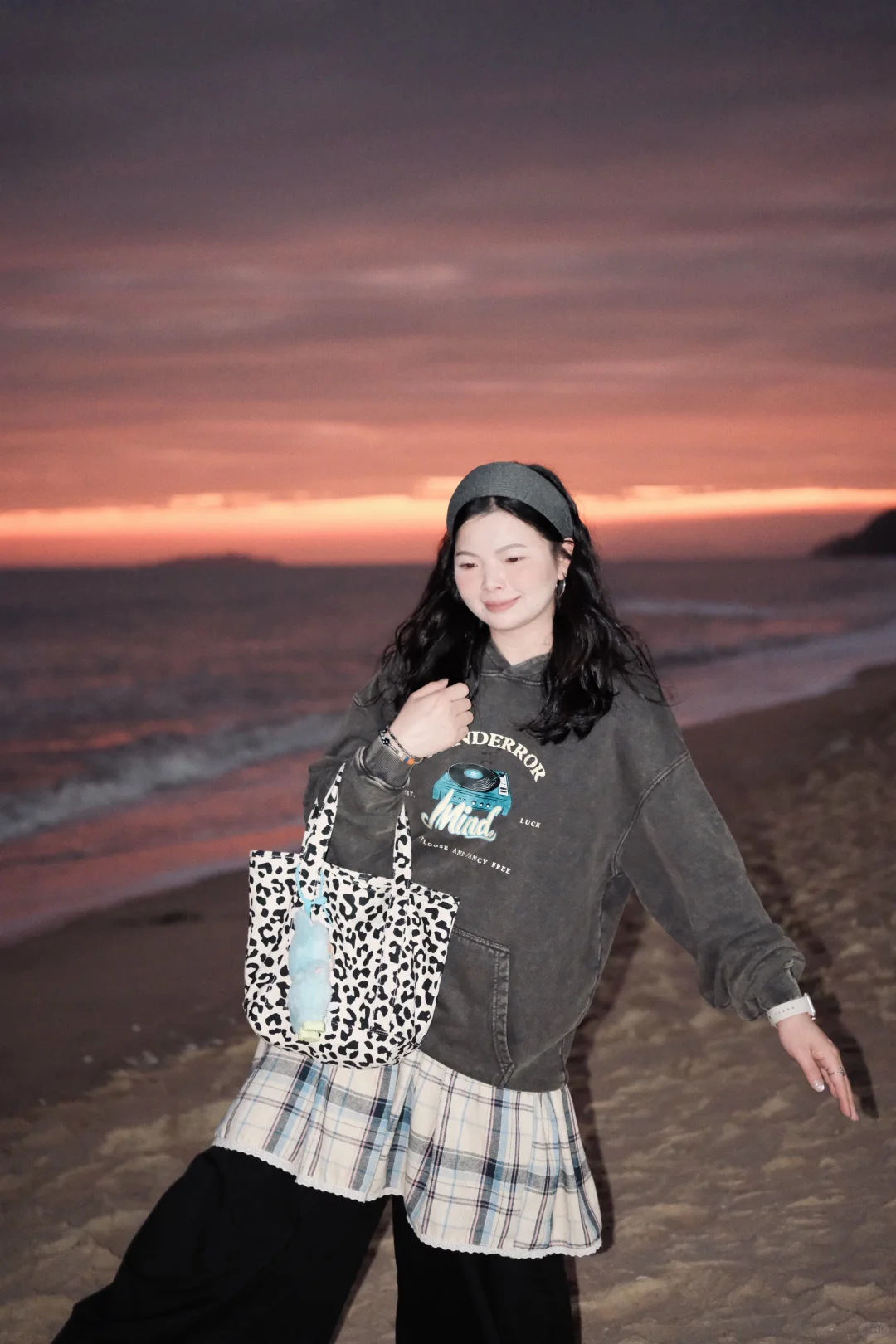 海边的日落太美了！！！｜ootd💓